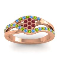 Ruby Fashion Ring In 14K Rose Gold With Swiss Blue Topaz And Peridot – Zami Simple Ring