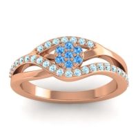Swiss Blue Topaz Fashion Ring In 14K Rose Gold With Aquamarine – Zami Simple Ring