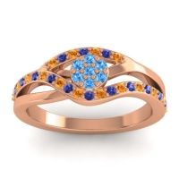 Swiss Blue Topaz Fashion Ring In 14K Rose Gold With Citrine And Blue Sapphire – Zami Simple Ring