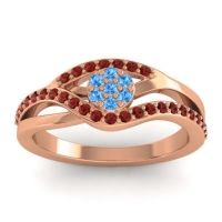 Swiss Blue Topaz Fashion Ring In 14K Rose Gold With Garnet – Zami Simple Ring