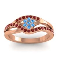 Swiss Blue Topaz Fashion Ring In 14K Rose Gold With Garnet And Ruby – Zami Simple Ring