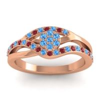 Swiss Blue Topaz Fashion Ring In 14K Rose Gold With Ruby – Zami Simple Ring