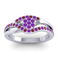 Amethyst Fashion Ring In 14k White Gold With Ruby – Zami Simple Ring