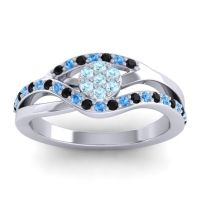 Aquamarine Fashion Ring In 14k White Gold With Black Onyx And Swiss Blue Topaz – Zami Simple Ring