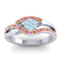 Aquamarine Fashion Ring In 14k White Gold With Citrine And Pink Tourmaline – Zami Simple Ring