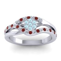 Aquamarine Fashion Ring In 14k White Gold With Lab Diamond And Garnet – Zami Simple Ring