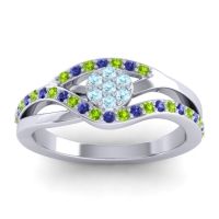 Aquamarine Fashion Ring In 14k White Gold With Peridot And Blue Sapphire – Zami Simple Ring
