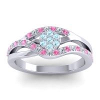 Aquamarine Fashion Ring In 14k White Gold With Pink Tourmaline And Lab Diamond – Zami Simple Ring