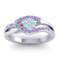 Aquamarine Fashion Ring In 14k White Gold With Pink Tourmaline And Swiss Blue Topaz – Zami Simple Ring