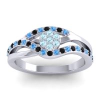Aquamarine Fashion Ring In 14k White Gold With Swiss Blue Topaz And Black Onyx – Zami Simple Ring