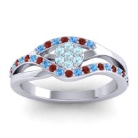Aquamarine Fashion Ring In 14k White Gold With Swiss Blue Topaz And Garnet – Zami Simple Ring