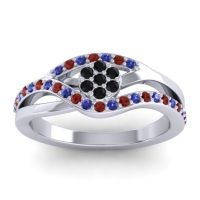 Black Onyx Fashion Ring In 14k White Gold With Blue Sapphire And Garnet – Zami Simple Ring