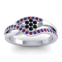 Black Onyx Fashion Ring In 14k White Gold With Blue Sapphire And Ruby – Zami Simple Ring