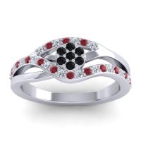 Black Onyx Fashion Ring In 14k White Gold With Lab Diamond And Ruby – Zami Simple Ring