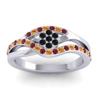 Black Onyx Fashion Ring In 14k White Gold With Garnet And Citrine – Zami Simple Ring
