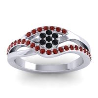 Black Onyx Fashion Ring In 14k White Gold With Garnet – Zami Simple Ring