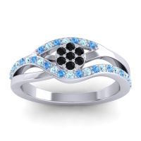 Black Onyx Fashion Ring In 14k White Gold With Swiss Blue Topaz And Aquamarine – Zami Simple Ring