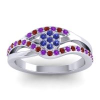 Blue Sapphire Fashion Ring In 14k White Gold With Amethyst And Garnet – Zami Simple Ring