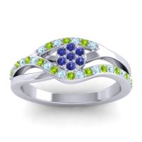 Blue Sapphire Fashion Ring In 14k White Gold With Aquamarine And Peridot – Zami Simple Ring