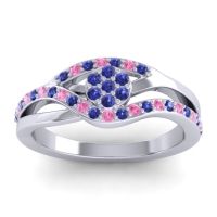 Blue Sapphire Fashion Ring In 14k White Gold With Pink Tourmaline – Zami Simple Ring