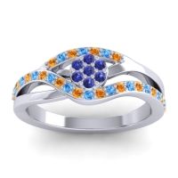 Blue Sapphire Fashion Ring In 14k White Gold With Citrine And Swiss Blue Topaz – Zami Simple Ring