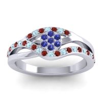 Blue Sapphire Fashion Ring In 14k White Gold With Garnet And Aquamarine – Zami Simple Ring
