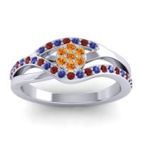 Citrine Fashion Ring In 14k White Gold With Blue Sapphire And Garnet – Zami Simple Ring