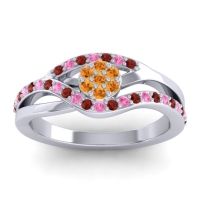Citrine Fashion Ring In 14k White Gold With Garnet And Pink Tourmaline – Zami Simple Ring