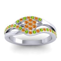 Citrine Fashion Ring In 14k White Gold With Peridot – Zami Simple Ring