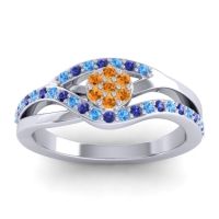 Citrine Fashion Ring In 14k White Gold With Swiss Blue Topaz And Blue Sapphire – Zami Simple Ring
