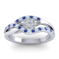 Lab Diamond Fashion Ring In 14k White Gold With Blue Sapphire And Aquamarine – Zami Simple Ring
