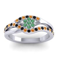 Emerald Fashion Ring In 14k White Gold With Citrine And Black Onyx – Zami Simple Ring