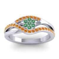 Emerald Fashion Ring In 14k White Gold With Citrine – Zami Simple Ring