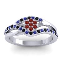 Garnet Fashion Ring In 14k White Gold With Blue Sapphire And Black Onyx – Zami Simple Ring