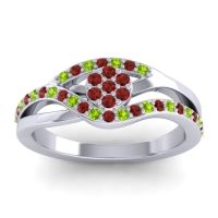 Garnet Fashion Ring In 14k White Gold With Peridot – Zami Simple Ring