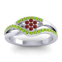 Garnet Fashion Ring In 14k White Gold With Peridot – Zami Simple Ring