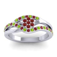 Garnet Fashion Ring In 14k White Gold With Peridot And Ruby – Zami Simple Ring