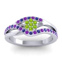 Peridot Fashion Ring In 14k White Gold With Amethyst And Blue Sapphire – Zami Simple Ring