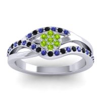 Peridot Fashion Ring In 14k White Gold With Blue Sapphire And Black Onyx – Zami Simple Ring