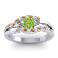 Peridot Fashion Ring In 14k White Gold With Citrine And Aquamarine – Zami Simple Ring