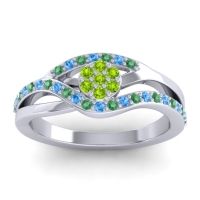 Peridot Fashion Ring In 14k White Gold With Emerald And Swiss Blue Topaz – Zami Simple Ring