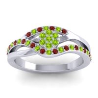 Peridot Fashion Ring In 14k White Gold With Garnet – Zami Simple Ring