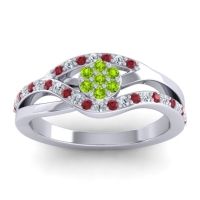Peridot Fashion Ring In 14k White Gold With Ruby And Lab Diamond – Zami Simple Ring