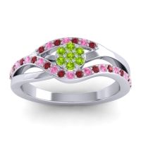 Peridot Fashion Ring In 14k White Gold With Ruby And Pink Tourmaline – Zami Simple Ring