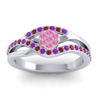 Pink Tourmaline Fashion Ring In 14k White Gold With Amethyst And Ruby – Zami Simple Ring