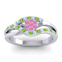 Pink Tourmaline Fashion Ring In 14k White Gold With Aquamarine And Peridot – Zami Simple Ring