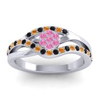 Pink Tourmaline Fashion Ring In 14k White Gold With Black Onyx And Citrine – Zami Simple Ring