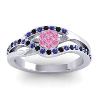 Pink Tourmaline Fashion Ring In 14k White Gold With Blue Sapphire And Black Onyx – Zami Simple Ring