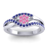 Pink Tourmaline Fashion Ring In 14k White Gold With Blue Sapphire – Zami Simple Ring