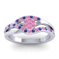 Pink Tourmaline Fashion Ring In 14k White Gold With Blue Sapphire – Zami Simple Ring